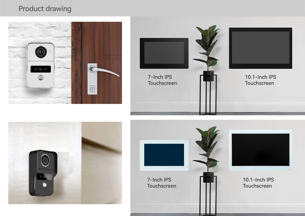 Smart Doorbell Wired - LCD TUYA 2線式10/7インチカラータッチスクリーンワイヤレスWifiビデオドアベルホームインターホンモニター1個追加用（セットではありません）
