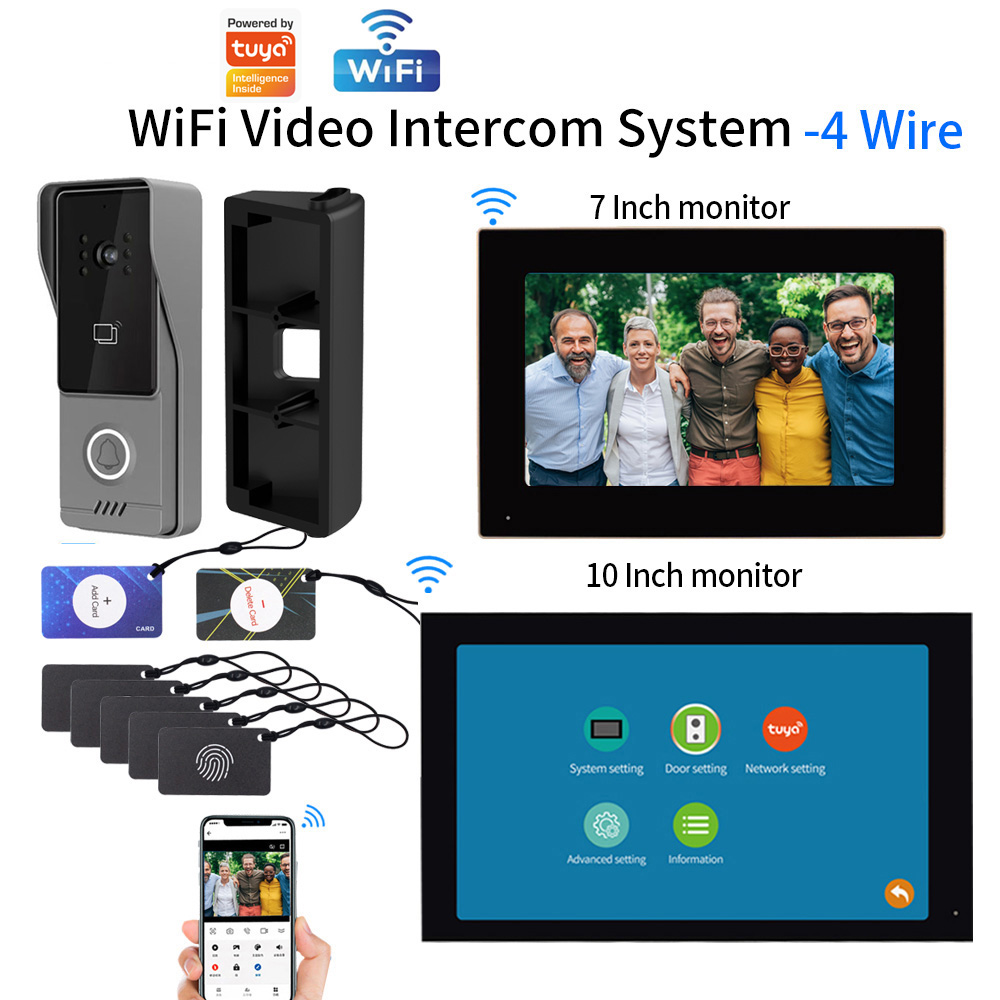 Smart Doorbell Wired - WiFiタッチスクリーン式インテリジェントビデオインターホンキット（アクセス制御機能付き）、Tuyaアプリ対応ビデオドアベル