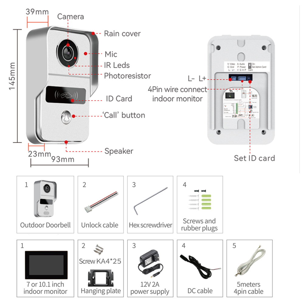 1080P 7 インチ WiFi ビデオインターホン TUY - Smart Doorbell Wired のレビューと価格