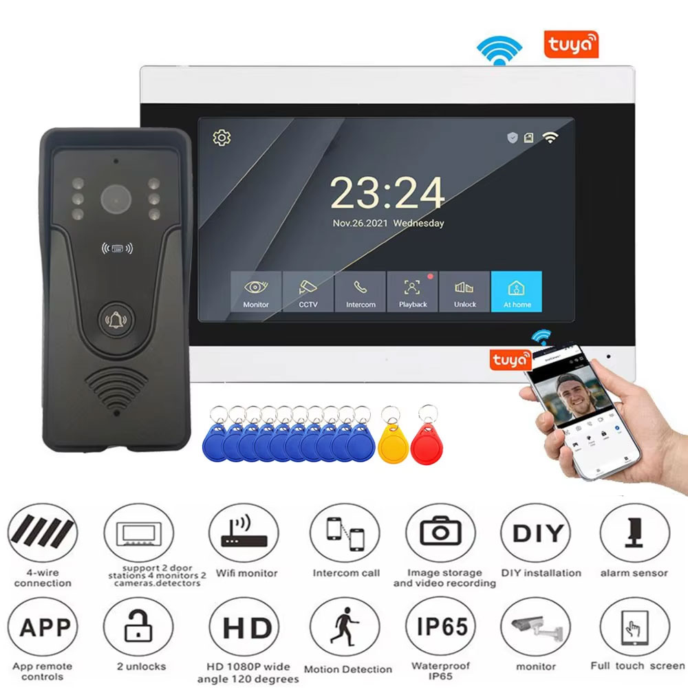 Tuya-アクセス制御システム用インターホンキット,1080 - Smart Doorbell Wired のレビューと価格
